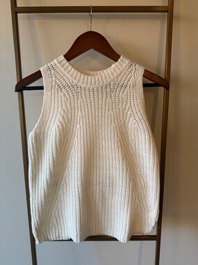 LOFT Cream Textured Knit Sweater Tank